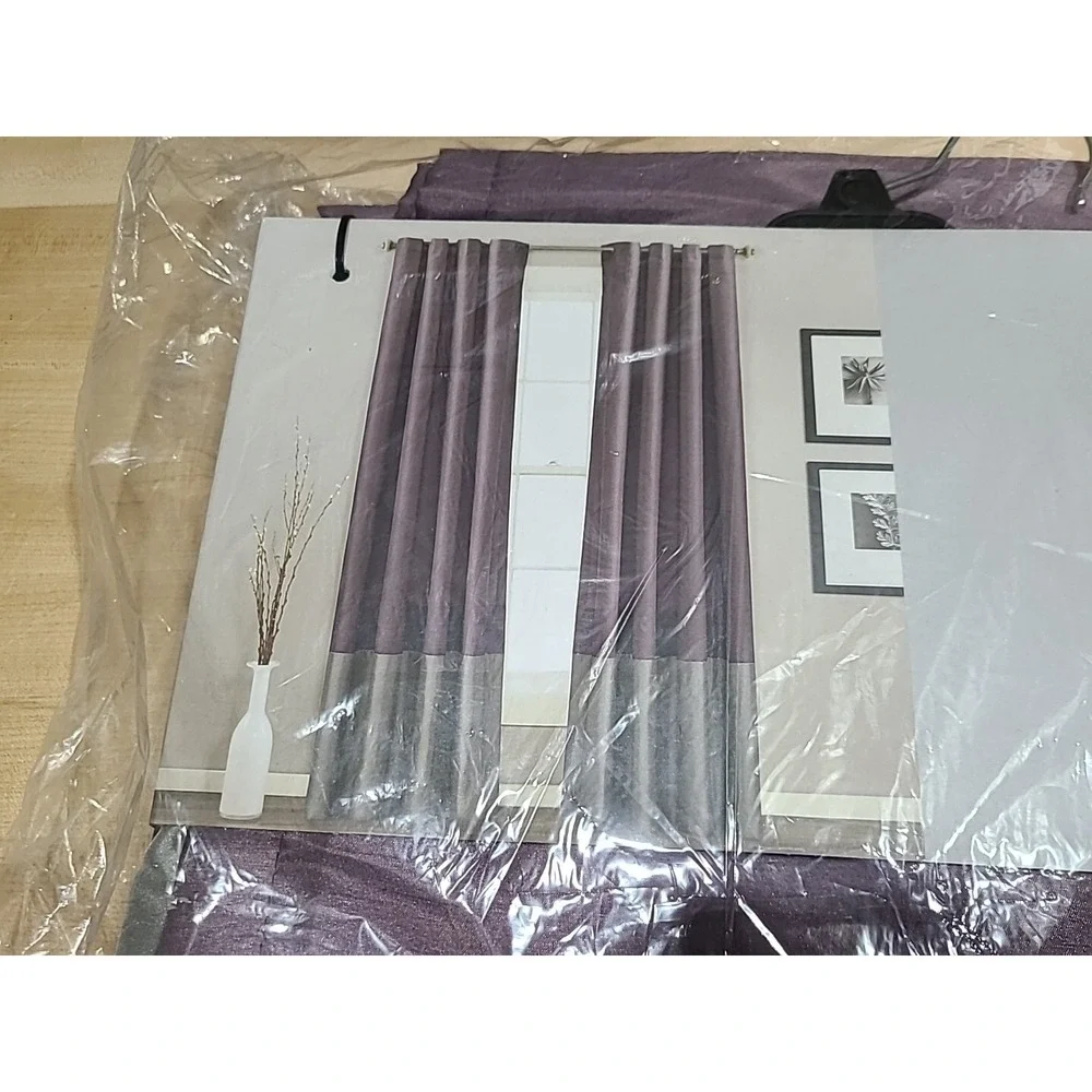 Lush Decor Prima Purple and Gray Two Panels Curtain 108